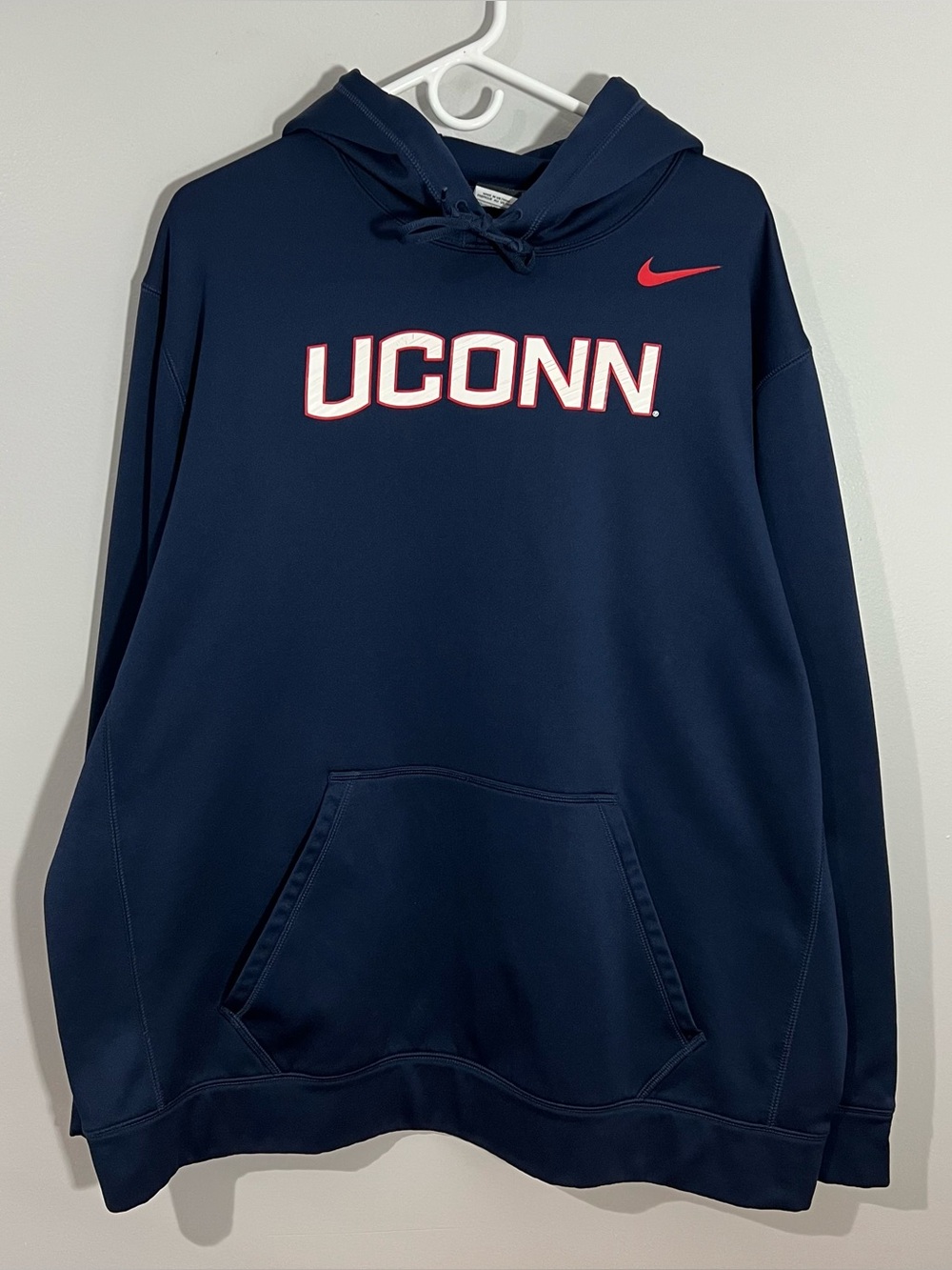 Nike UConn Huskies Blue White Therma-Fit Pullover Sweatshirt Hoodie Mens XXL